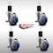 Service Caster 3.5'' SS Blue Poly Swivel 1-3/4'' Expanding Stem Caster Set with Brake, 4PK SCC-SSEX20S3514-PPUB-BLUE-TLB-134-4 - alternate 2